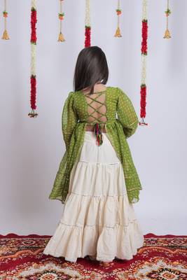 Navaratri special gota patti work lehenga with gamthi patch real mirror work top for kids 4