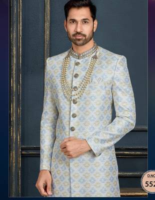 Multy colour heavy classic sherwani with thread and stone work,hand amrodery on collar & botton, 2