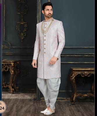 Multy colour heavy classic sherwani with thread and stone work,hand amrodery on collar & botton, 1