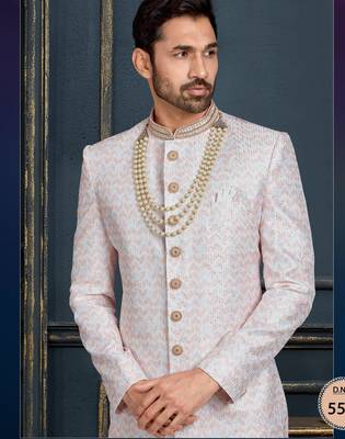Multy colour heavy classic sherwani with thread and stone work,hand amrodery on collar & botton, 2