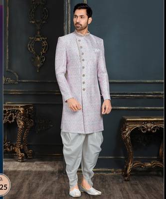 Multy colour heavy classic sherwani with thread and stone work,hand amrodery on collar & botton, 1