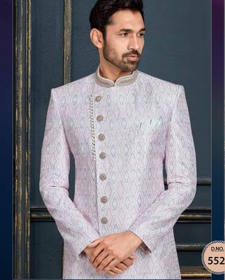 Multy colour heavy classic sherwani with thread and stone work,hand amrodery on collar & botton, 2
