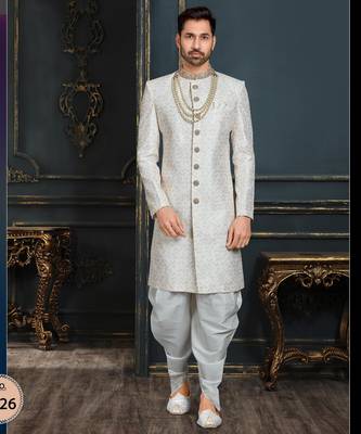 Multy colour heavy classic sherwani with thread and stone work,hand amrodery on collar & botton, 1