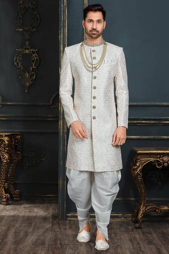 Multy colour heavy classic sherwani with thread and stone work,hand amrodery on collar & botton,