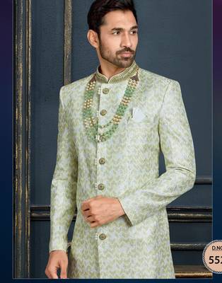 Multy colour heavy classic sherwani with thread and stone work,hand amrodery on collar & botton, 2