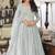 Light grey embroidered faux greogette anarkali salwar kameez