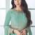 Turquoise embroidered faux georgette anarkali salwar kameez