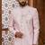 Peach classic indo-western sherwani set with handwork on the neck & buttons,resham thread, stone & beads work.
