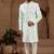 Mint green classic indo-western sherwani set with handwork on neck & buttons,resham thread, stone & beads work.