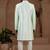 Mint green classic indo-western sherwani set with handwork on neck & buttons,resham thread, stone & beads work.