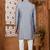 Grey classic indo-western sherwani set with handwork on the neck & buttons, featuring resham thread, stone & beads work.