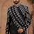 Black classic velvet indo-western sherwani set with full computer embroidery, thread and star work, and fancy buttons.