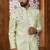 Pista green classic indo-western sherwani set with handwork on neck & buttons,resham thread, stone & beads work.