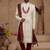 Cream heavy sherwani set with full hand embroidery, stone work, and resham thread detailing.