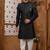 Black classic indo-western sherwani set with handwork on neck & buttons,resham thread, stone & beads work.