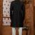 Black classic indo-western sherwani set with handwork on neck & buttons,resham thread, stone & beads work.