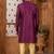 Purple classic indo-western sherwani set with handwork on neck & buttons,resham thread, stone & beads work.