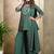 Green embroidered vichitra silk kurti with plazzo and duppata set