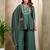 Green embroidered vichitra silk kurti with plazzo and duppata set