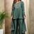 Green embroidered vichitra silk kurti with plazzo and duppata set