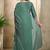 Green embroidered vichitra silk kurti with plazzo and duppata set