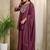 Wine embroidered vichitra silk kurti with plazzo and duppata set