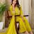 Yellow embroidered vichitra silk kurti with plazzo and duppata set