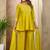 Yellow embroidered vichitra silk kurti with plazzo and duppata set