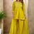 Yellow embroidered vichitra silk kurti with plazzo and duppata set