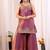 Purple embroidered satin kurti with plazzo and duppata set