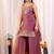 Purple embroidered satin kurti with plazzo and duppata set
