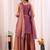 Purple embroidered satin kurti with plazzo and duppata set