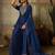Blue embroidered roman silk kurti with plazzo and duppata set