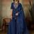 Blue embroidered roman silk kurti with plazzo and duppata set