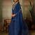 Blue embroidered roman silk kurti with plazzo and duppata set