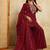 Maroon embroidered roman silk kurti with plazzo and duppata set