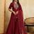 Maroon embroidered roman silk kurti with plazzo and duppata set