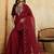 Maroon embroidered roman silk kurti with plazzo and duppata set