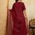Maroon embroidered roman silk kurti with plazzo and duppata set