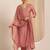 Peach embroidered roman silk kurti with pant and duppata set