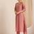 Peach embroidered roman silk kurti with pant and duppata set
