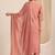 Peach embroidered roman silk kurti with pant and duppata set