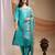 Blue embroidered poly cotton kurti with pant and duppata set