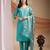 Blue embroidered poly cotton kurti with pant and duppata set