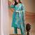 Blue embroidered poly cotton kurti with pant and duppata set