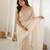 Cream chiffon zari embroidered saree with unstitched blouse piece.