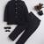Boys black lycra floral beadwork embroidered bandhgala blazer & trouser set