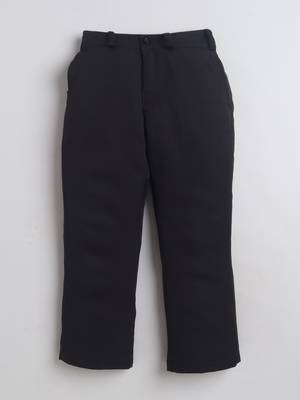 Boys black lycra floral beadwork embroidered bandhgala blazer & trouser set 4