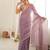 Lilac chiffon zari embroidered saree with unstitched blouse piece.
