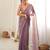 Lilac chiffon zari embroidered saree with unstitched blouse piece.
